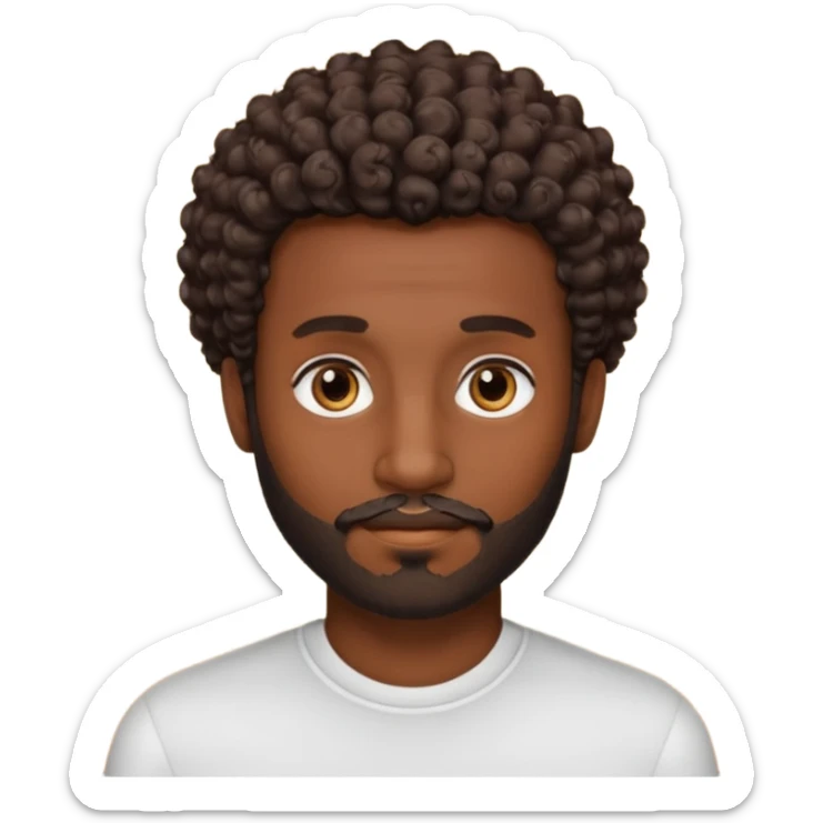 Dark brown skin man with a light beard and a curly   fade haircut with dark brown eyes sticker