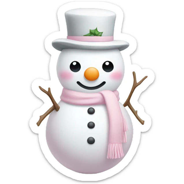Cute white and light pink snowman sticker
