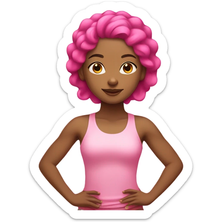 brown skinned yoga girl light pink clothes and hot pink hair  sticker