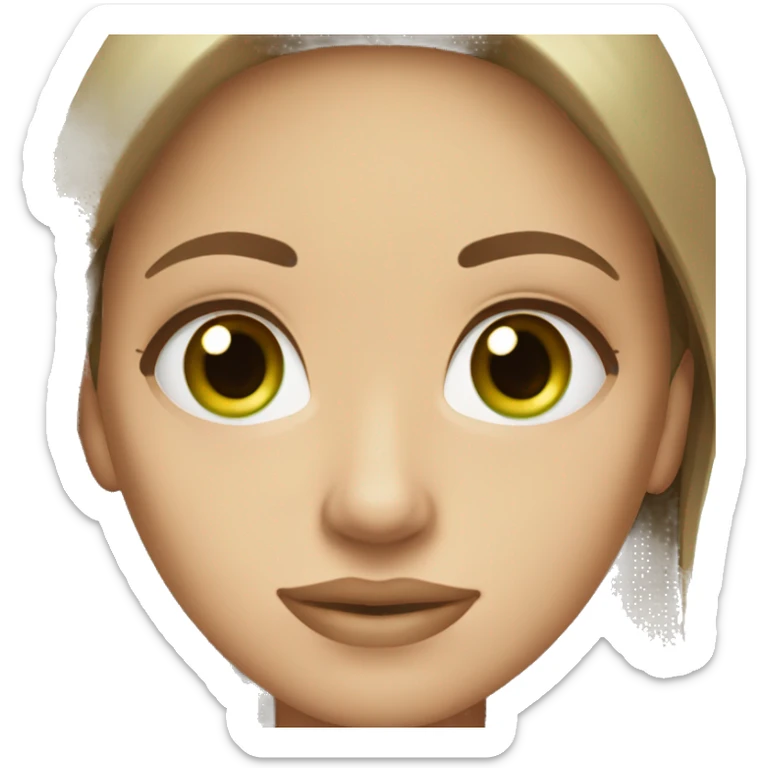 hot woman long brown hair with green eyes beige skin sticker