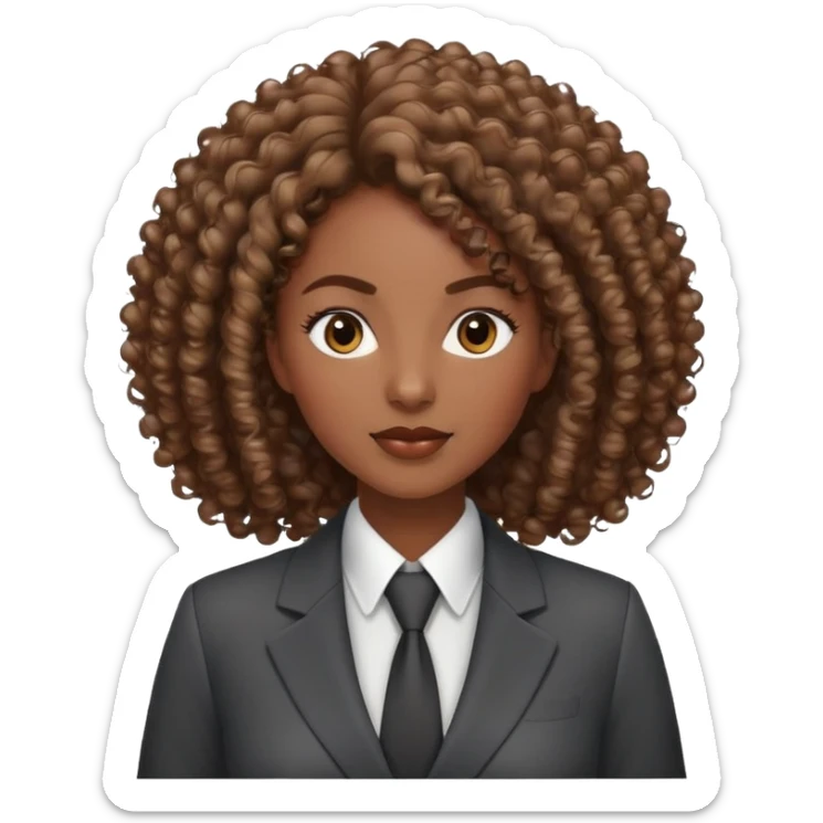 Professional African businesswoman with natural curly hair, wearing business suit, confident expression sticker