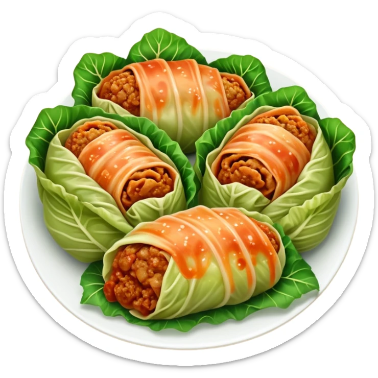 Create an emoji of holubtsi -Ukrainian dish which consists of cabbage leaves and inside is rice with meat  sticker