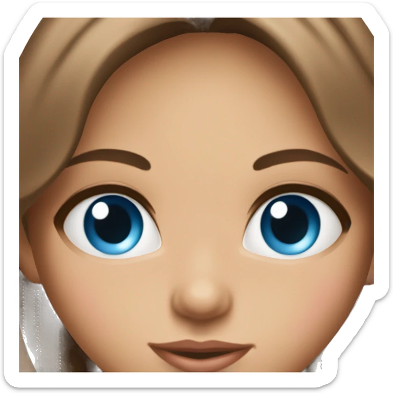 Beautiful tanned girl, long hair, brunette with brown hair, blue eyes, baby pink lips  sticker