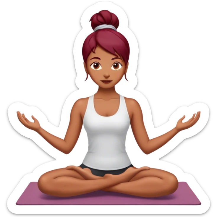 Brown girl with burgundy hair doing yoga pose sticker