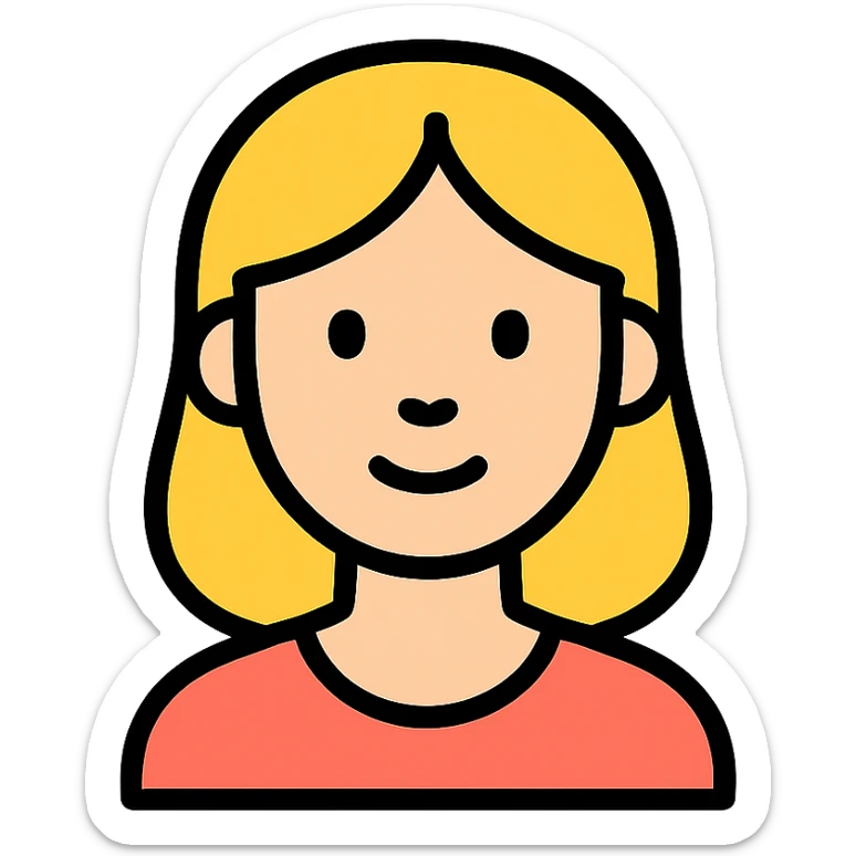 headshot of a blonde haired woman, icon style, color outlined sticker