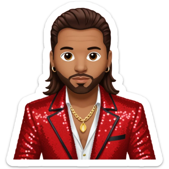 Kevin Thornton, R&B Singer (b. 1969) from Color Me Badd with long dark brown hair, red sequin outfit sticker