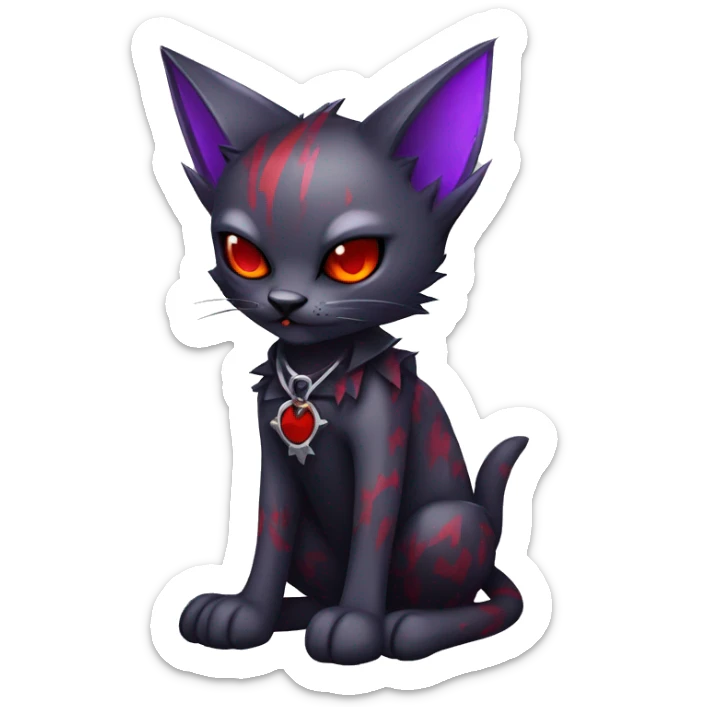 Vampiric dark edgy punk cat fakemon with red purple edgy markings full body  sticker