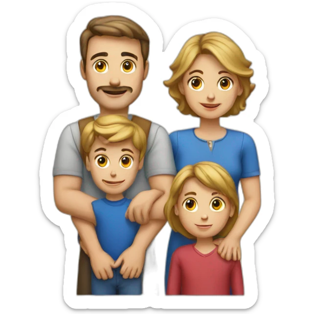 European Family Man, Woman, Boy, Boy, Boy sticker