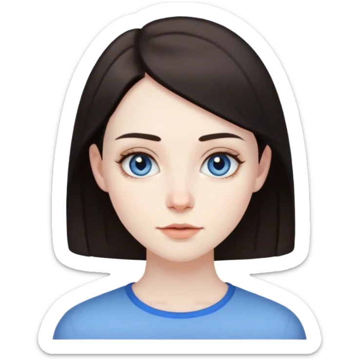 beautiful pale brunette girl with brown eyes and pale man short black hair tiny beard blue eyes sticker