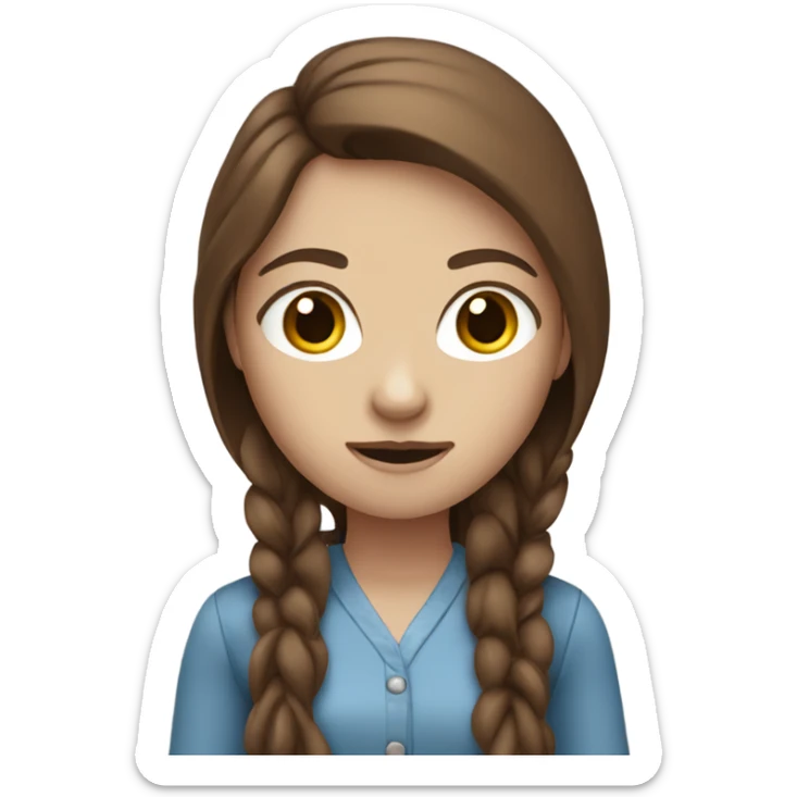 it's the normal emoji standing woman but she is white, blue eyed, with long brown hair sticker