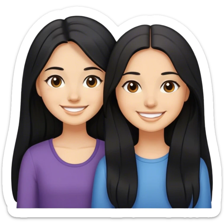 2 sisters that loves each other they are brunette white long black hair and light tan skin  sticker