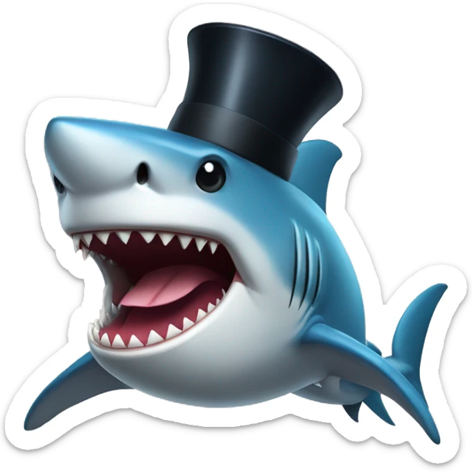 Shark with a top hat sticker