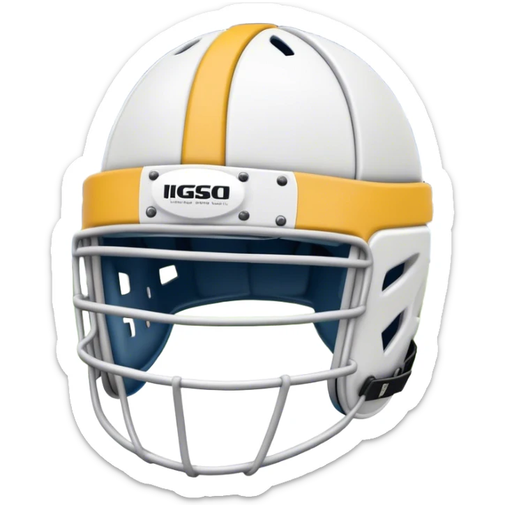 Cinematic Realistic image of rugby headgear with detailed padding and rugged design elements, set against a blurred stadium background with bold, high-contrast lighting that highlights its protective design sticker