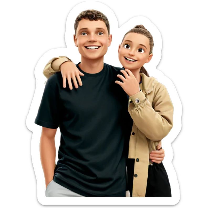 smiling girl and boy duo sticker