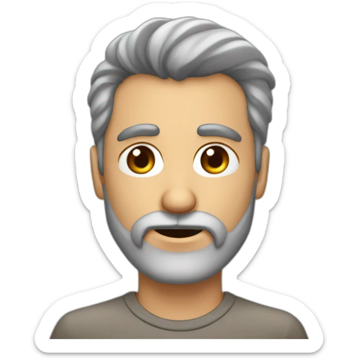 Hombre de 40 años pelo rapado y barba recortada gris con los ojos marrones y anteojos sticker