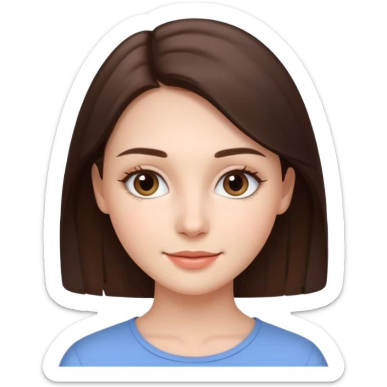 A realistic portrait of a young woman with soft facial features, clear skin, natural makeup, gentle eyes, symmetrical face, subtle smile, smooth lighting, high detail, photorealistic, 85mm len
 sticker