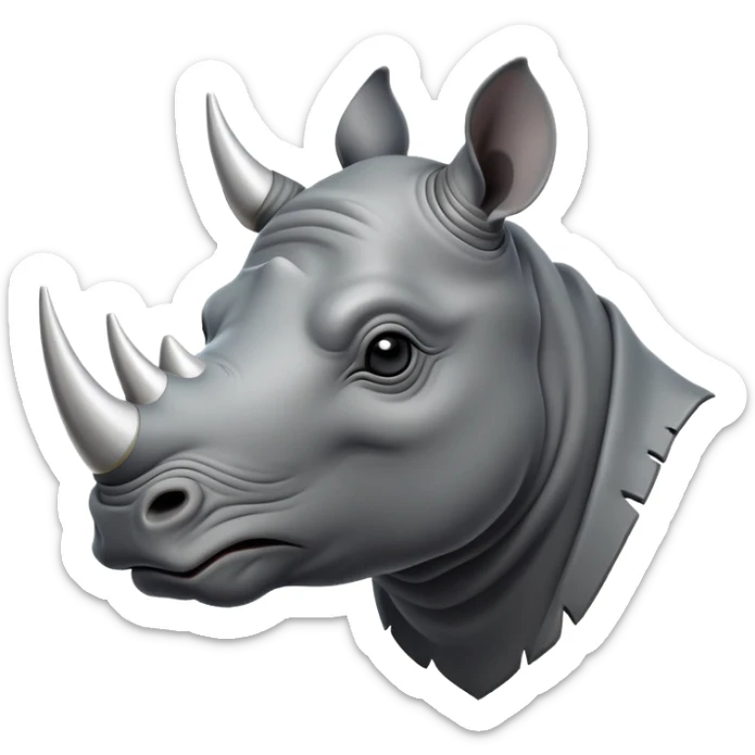 cinematic-noble--rhinoceros-portrait-emoji,slate-grey-hide-poised-and-regal,-with-a-massive,-powerful-build-and-a-thick,--deep-set-soulful-piercing-eyes,-simplified-yet-sharp-and-sophisticated-features,-highly-detailed,-large-black-eyes, white horn sticker