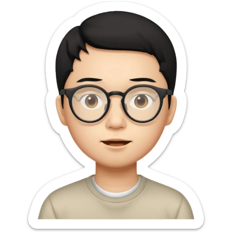 Asian, black hair, glasses, fully naked, Nude man, penis, testicles, boyish, ass sticking out, asshole, butthole, no muscles sticker