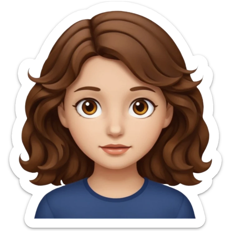 Brown hair brown eyes wavy hair girl sticker