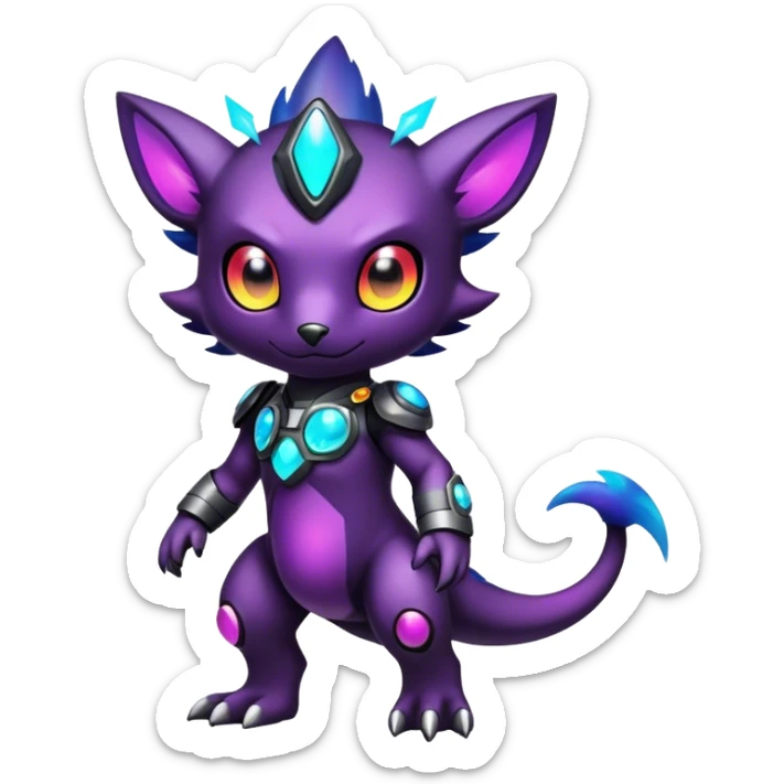 Cute cool colorful dark nebula fantasy-Digimon-animal-hybrid full body sticker