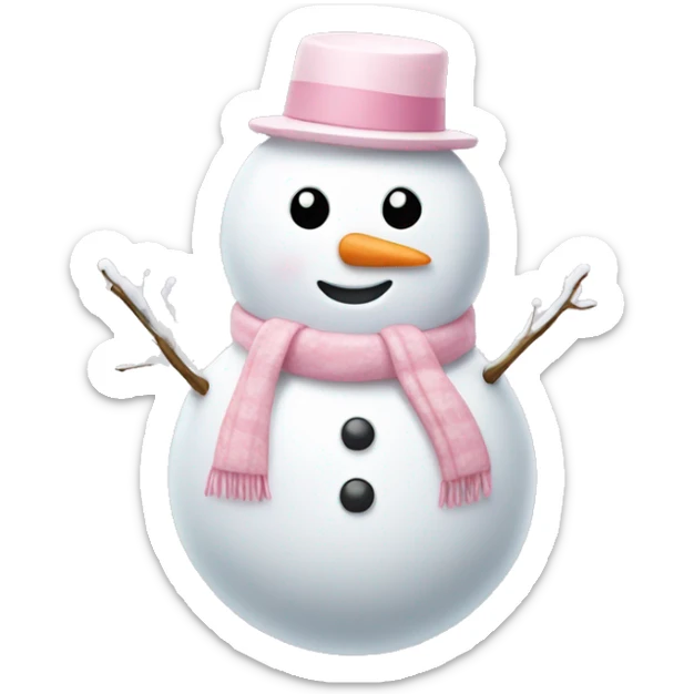 Cute white and light pink snowman sticker