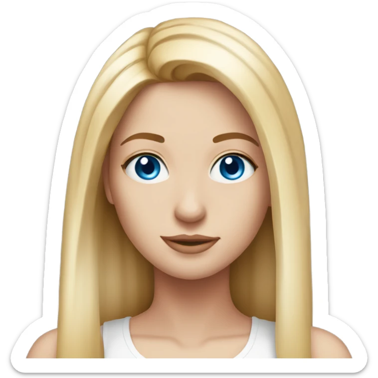 beautiful woman, long straight blonde hair, blue eyes, white tank top sticker
