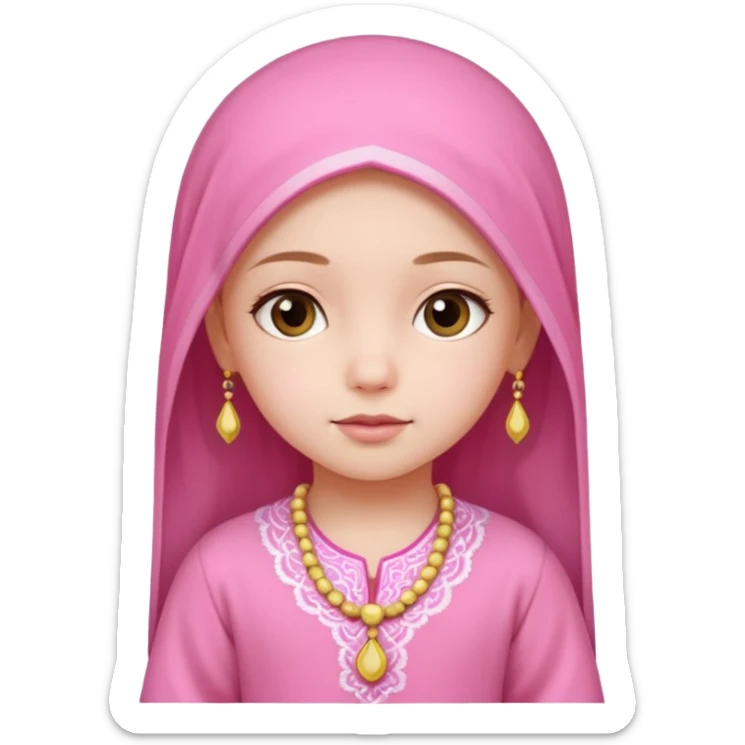 Cute little girl wearing pink clothes and feeling calm poster with Ghabali design sticker