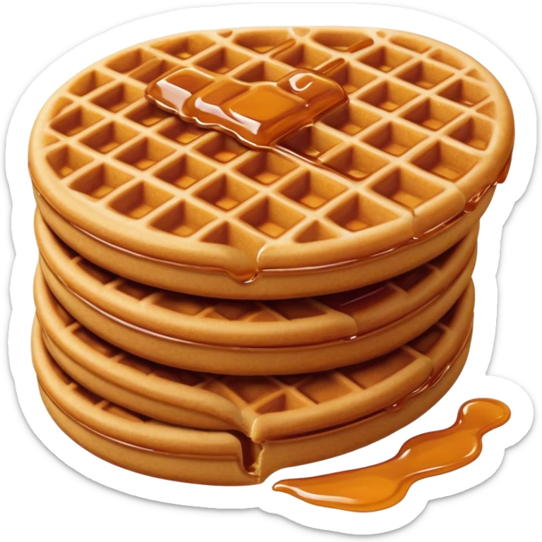 Cinematic Realistic Stroopwafel Dessert Emoji, depicted as a delicate caramel-filled waffle cookie rendered with crisp textures and warm, inviting lighting. sticker