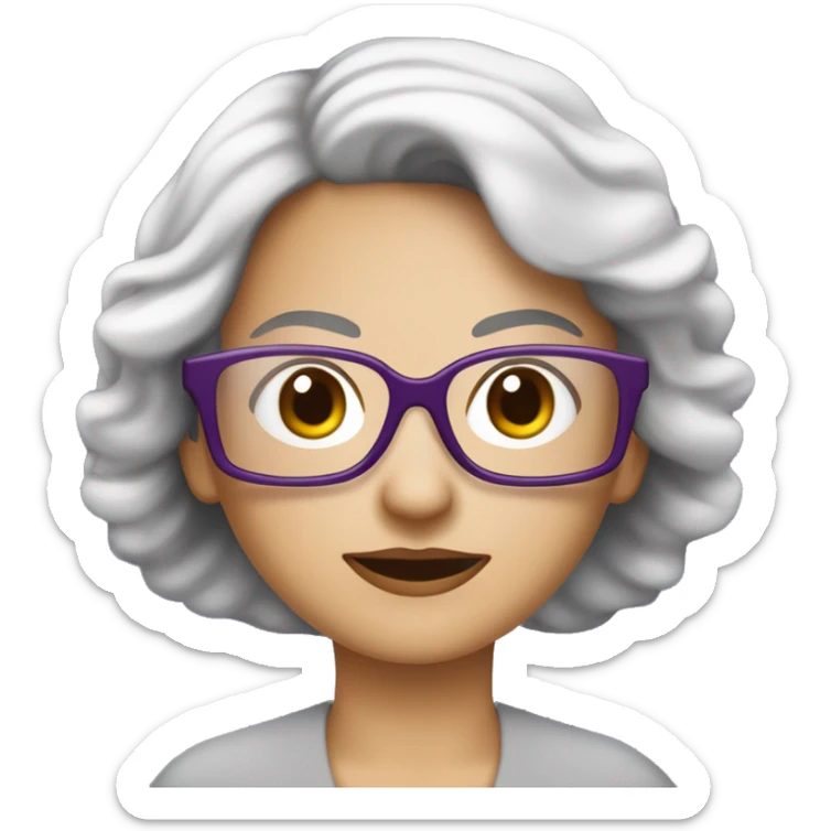 Une femme blanche brune avec un carré et des lunettes violettes sticker