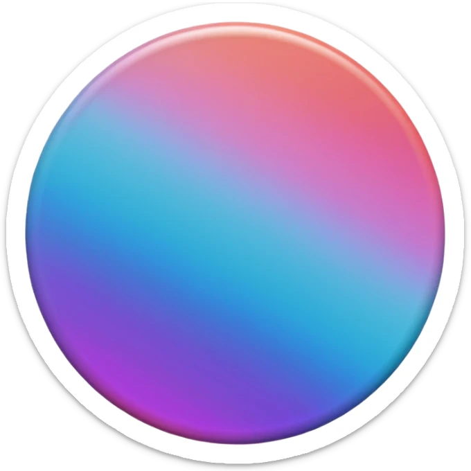 
One  Rotate 55 degree  coin color in in gradient of turquoise, blue, pink, purple, and coral sticker