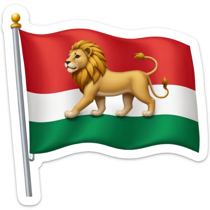 Small Lion and sun logo at the middle of flag in the red white and green flag(up to down ) sticker