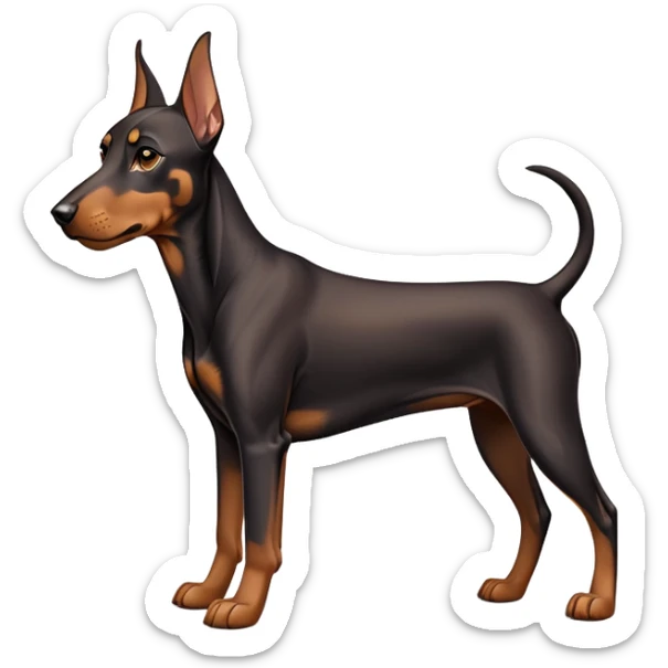 cinematic-noble-doberman puppy-full body-emoji on all fours,-poised-and-regal,-with-a-strong,-athletic-build-and-a-lustrous,-well-groomed-black and tan fur,-deep-set-soulful-brown-eyes,-simplified-yet-sharp-and-sophisticated-features,-highly-detailed, sticker