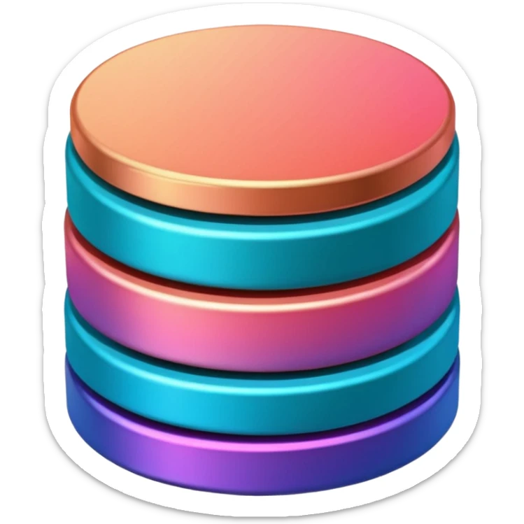 Stack of coins in gradient of turquoise, blue, pink, purple, and coral color sticker