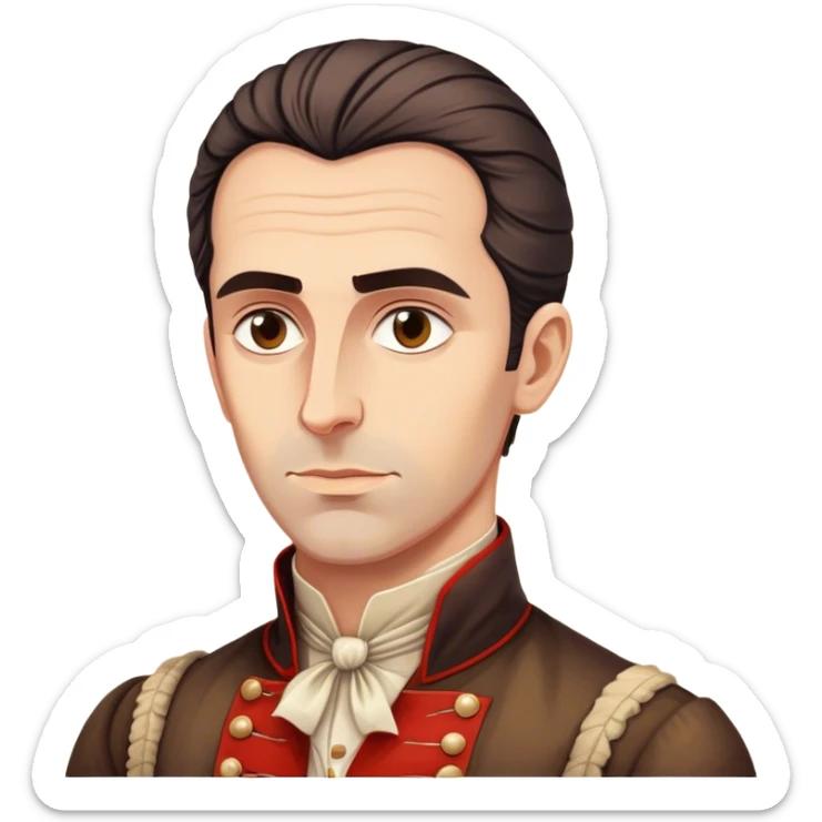 Cinematic Realistic Marko Marulić Portrait Emoji, depicted as a celebrated Croatian writer with a reflective expression and period clothing, rendered with rich textures and warm literary lighting that captures his historical influence. sticker