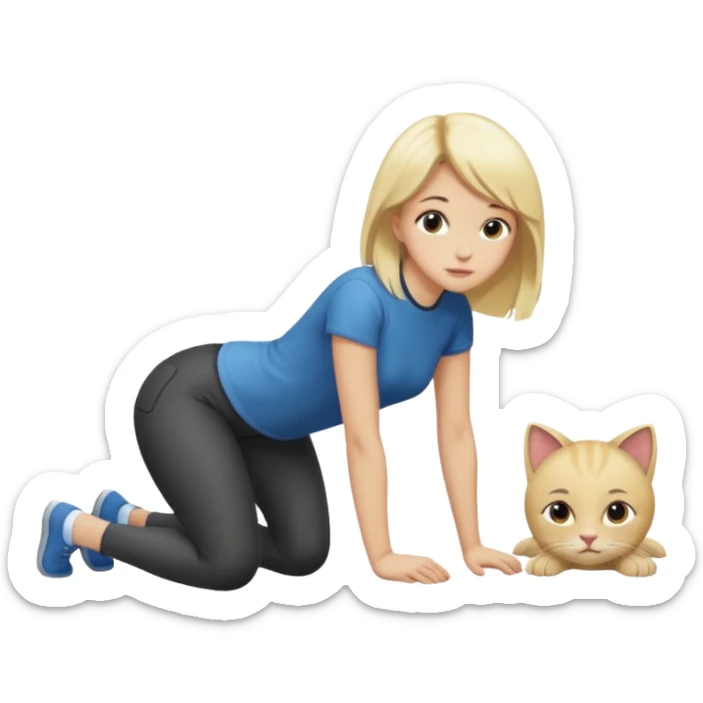 A girl on ground on all fours like a cat and a guy standing with knee on the ground. The guy is standing behind the girl. Guy is a male. sticker