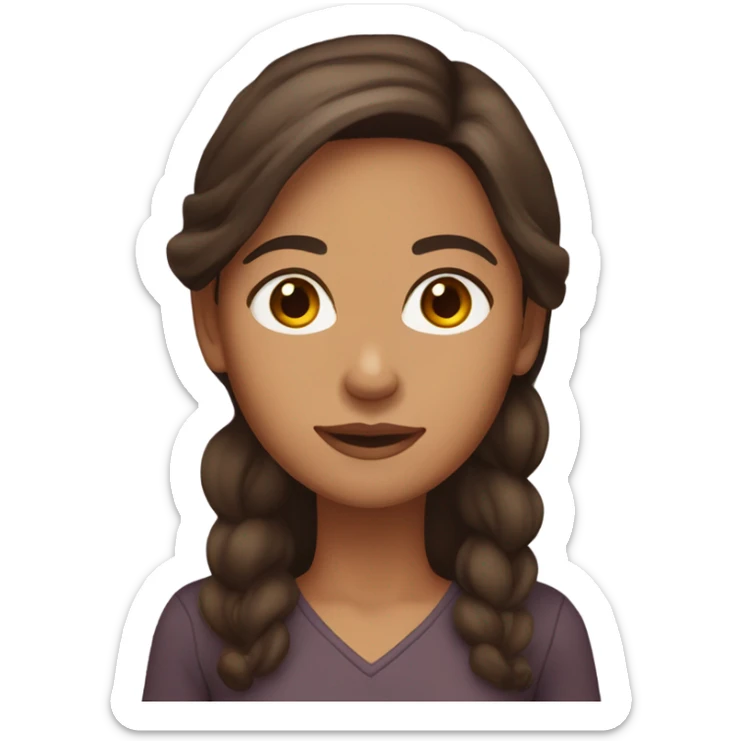 woman with long chocolate brown hair and brown eyes with tan olive skin sticker