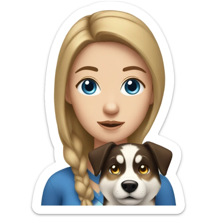 White Woman hair brown and bleus eyes and golden Husky  sticker