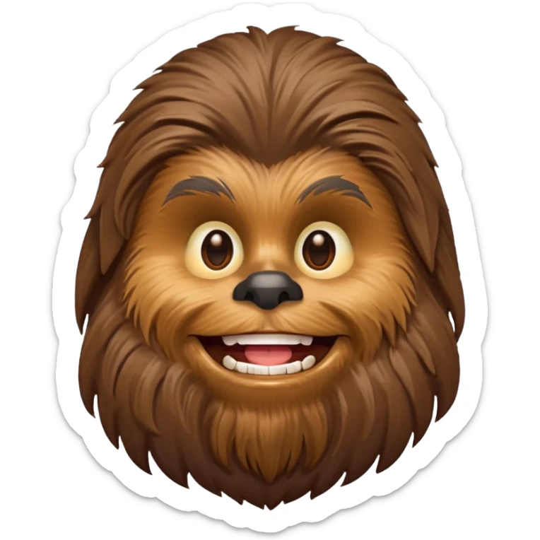 pero la cara de chewbacca en formato png con menos detalle, mas delgado y sonriente sticker