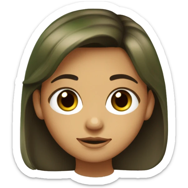 Niña de 14 años con pelo muy largo castaño oscuro y rizado, con ojos color verde y marrón sticker