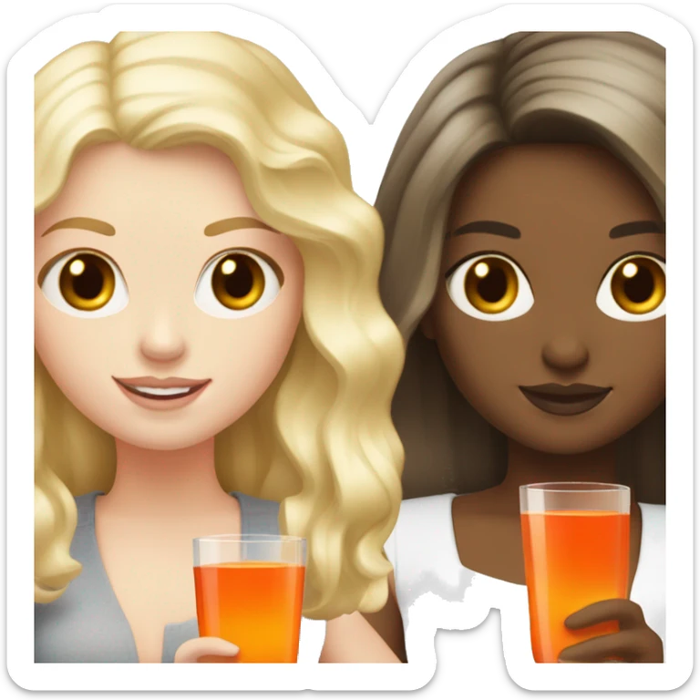 Two pale skin Girls  with aperol one brunette hair one blonde hair  sticker