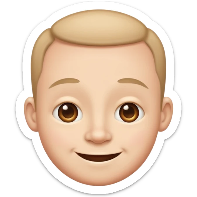 Funny caricature style cartoon, big head small body, happy face sticker