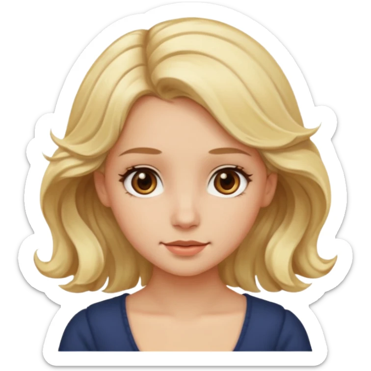 Make me a blonde girl with brown eyes, her hair a little past her shoulders. sticker