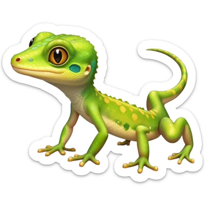 cinematic-cute-realistic gecko-portrait-emoji,-head-tilted-playfully-and-inquisitively,-featuring-a-small,-charming-body-with-smooth,-vividly-patterned-scales,-bright,-sparkling-eyes-and-delicate,-sticky-toe-pads,-simplified-yet-irresistibly-adorable sticker