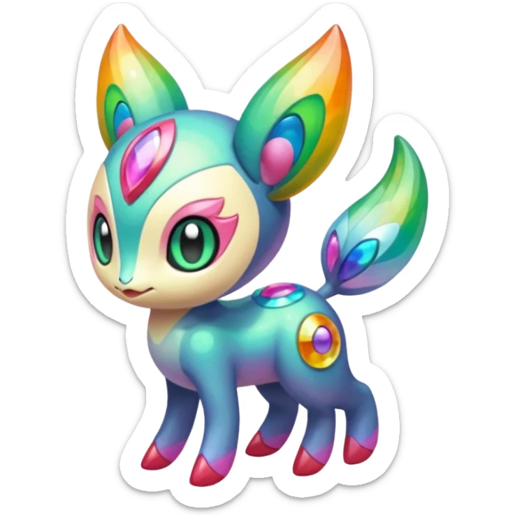Colorful Exotic Meloetta-Vernid-Trico-Kirby-Fakémon-creature-hybrid sticker