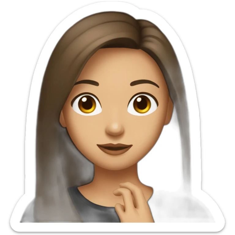 A brunette woman with shoulder-long hair with brown eyes in a black t-shirt chugging down a shot of Rakija sticker