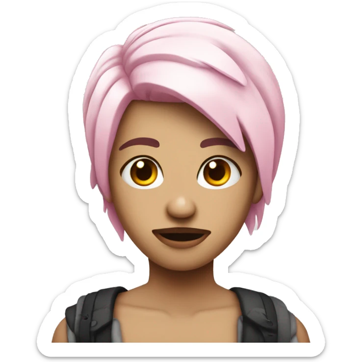 person with white and pink hair with a broken heart tattoo in the f sticker