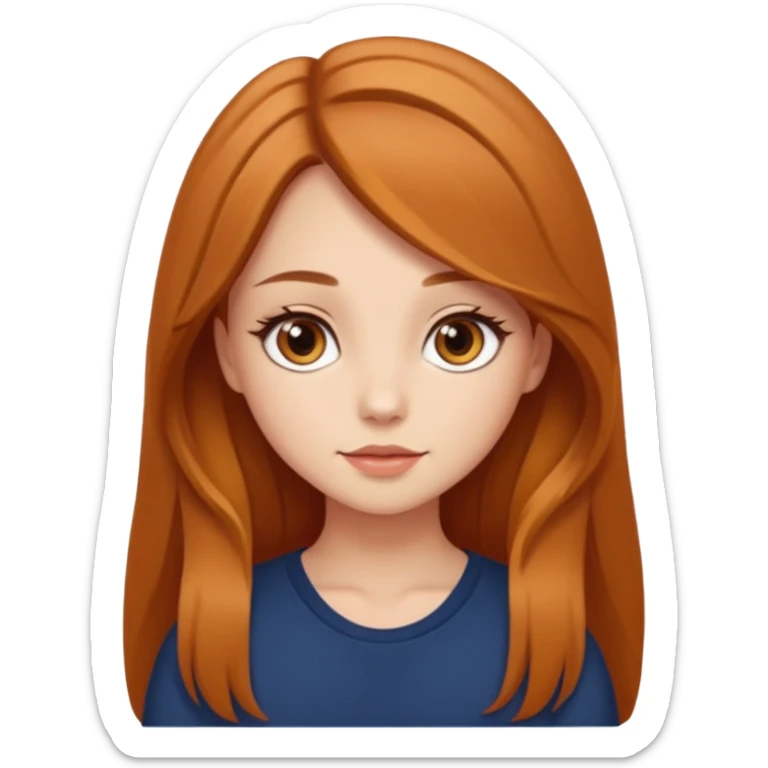 Cute girl with auburn waist length long hair caramel eye sticker