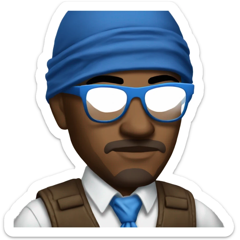 gta syle gangster with blue bandana, blue chain, and glasses  sticker