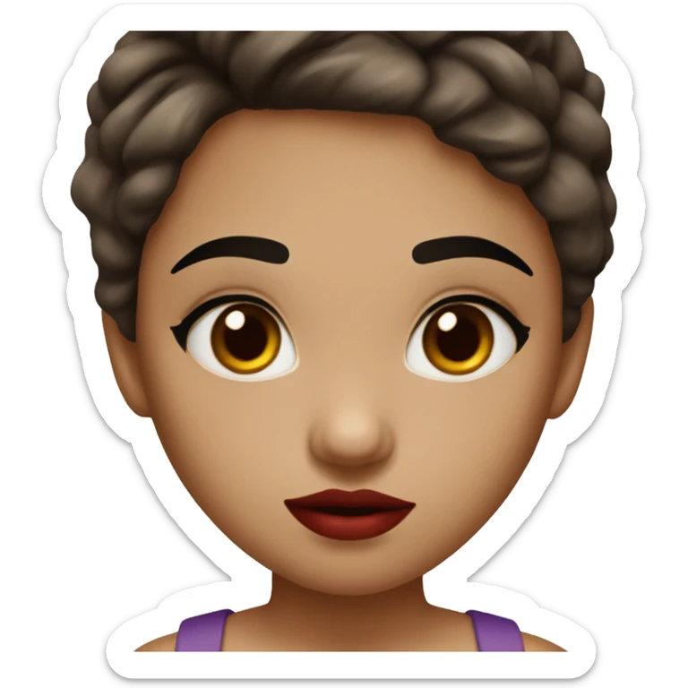 Girl with black eyebrows brown little eyes brown hair and red lips sticker