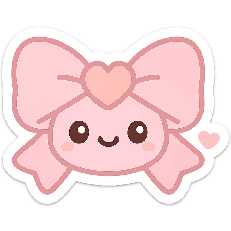coquette style pink bow, heart in the center, pastel colors, girly and charming, kawaii style sticker